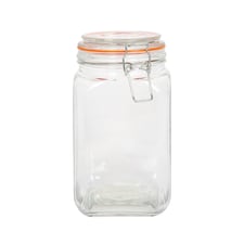 Argon Tableware Square Glass Jar with Clip-Top Lid - 1.25L
