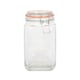 image 1 of Argon Tableware Square Glass Jar with Clip-Top Lid - 1.25L