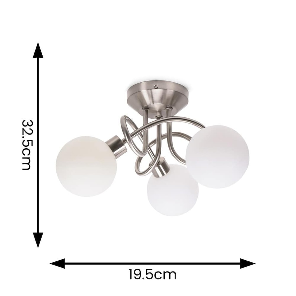 image 1 of ValueLights Velika Chrome 3 Way Opaque Flush Ceiling Light with LED Bulbs | Silver