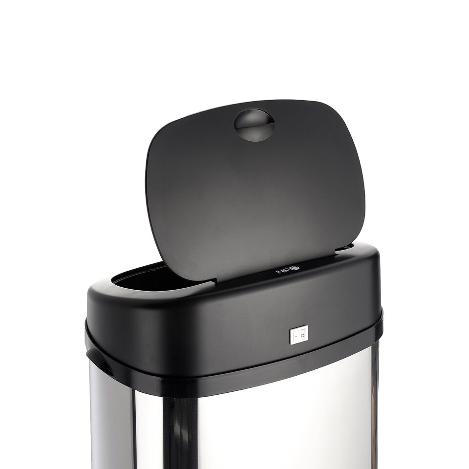 image 1 of Dihl 50L Onyx Black with Black Lid Stainless Steel Auto Touchless Hands-free Sensor Kitchen Waste Dust Bin Automatic Motor
