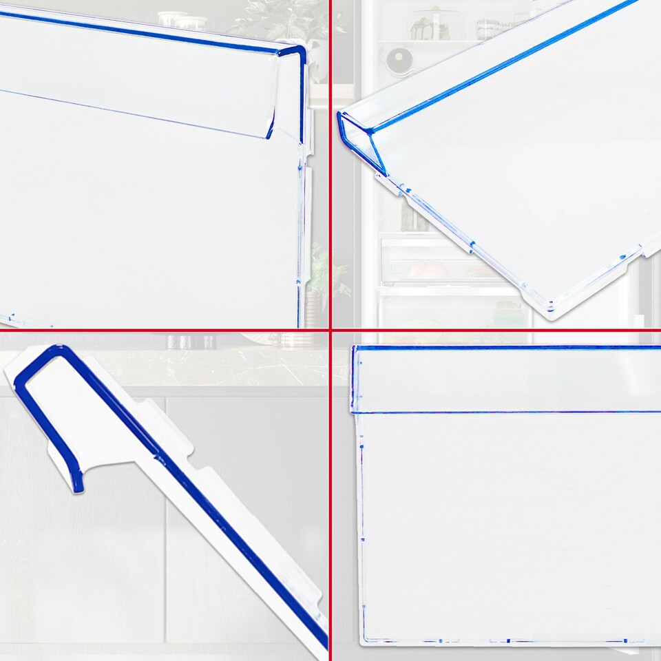image 1 of SPARES2GO Freezer Drawer Cover for Beko CCFM CFG CNA CSA CSG CXF DRC RCHA RCHE RCNA RCSA Fridge Freezers (Top or Middle Shelf Front Panel) Clear