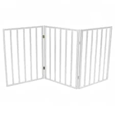 White Dog Safety Folding Wooden Pet Gate Portable Indoor Barrier