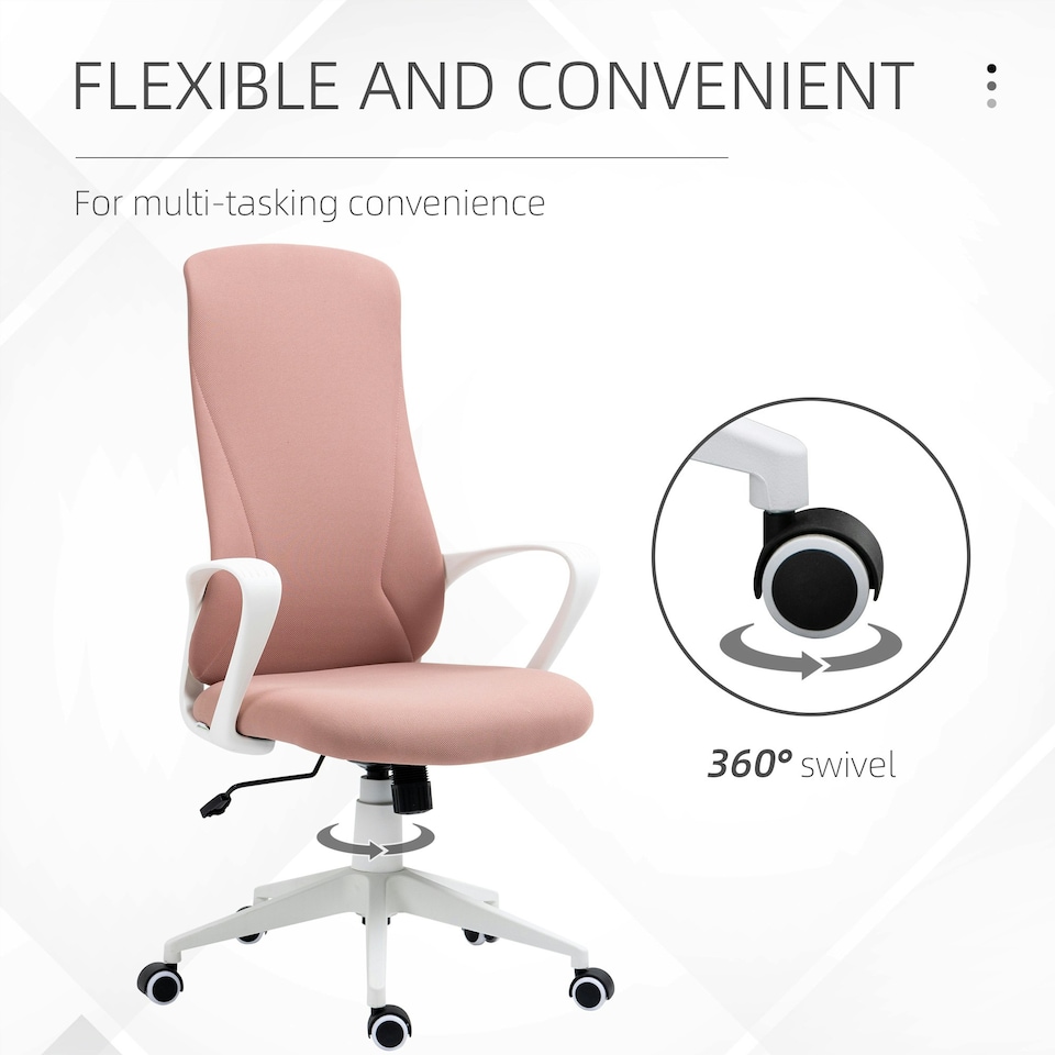 image 1 of Vinsetto High-Back Home Office Chair Height Adjustable Elastic Desk Chair Pink