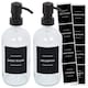 image 1 of Harbour Housewares Glass Soap Dispensers with Labels - 500ml - Clear/Black - Pack of 2