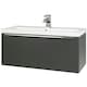 image 1 of 800mm Bathroom Matt Dark Grey Wall Mounted Vanity Unit and Basin (Central) - Brassware Not Included | Grey | Grey | 1