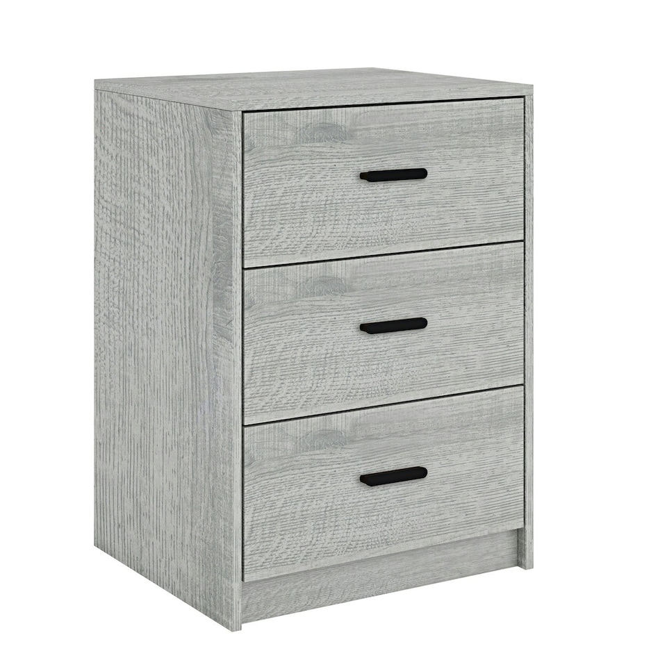 image 1 of Ash Grey 3-Drawer Bedside Table Grey | Colour: Ash Grey