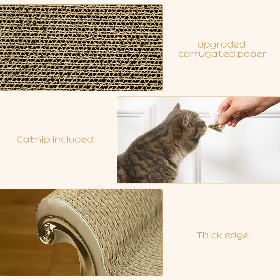 image 1 of PawHut Cat Scratching Pad, Indoor Corrugated Cardboard with Catnip, Brown