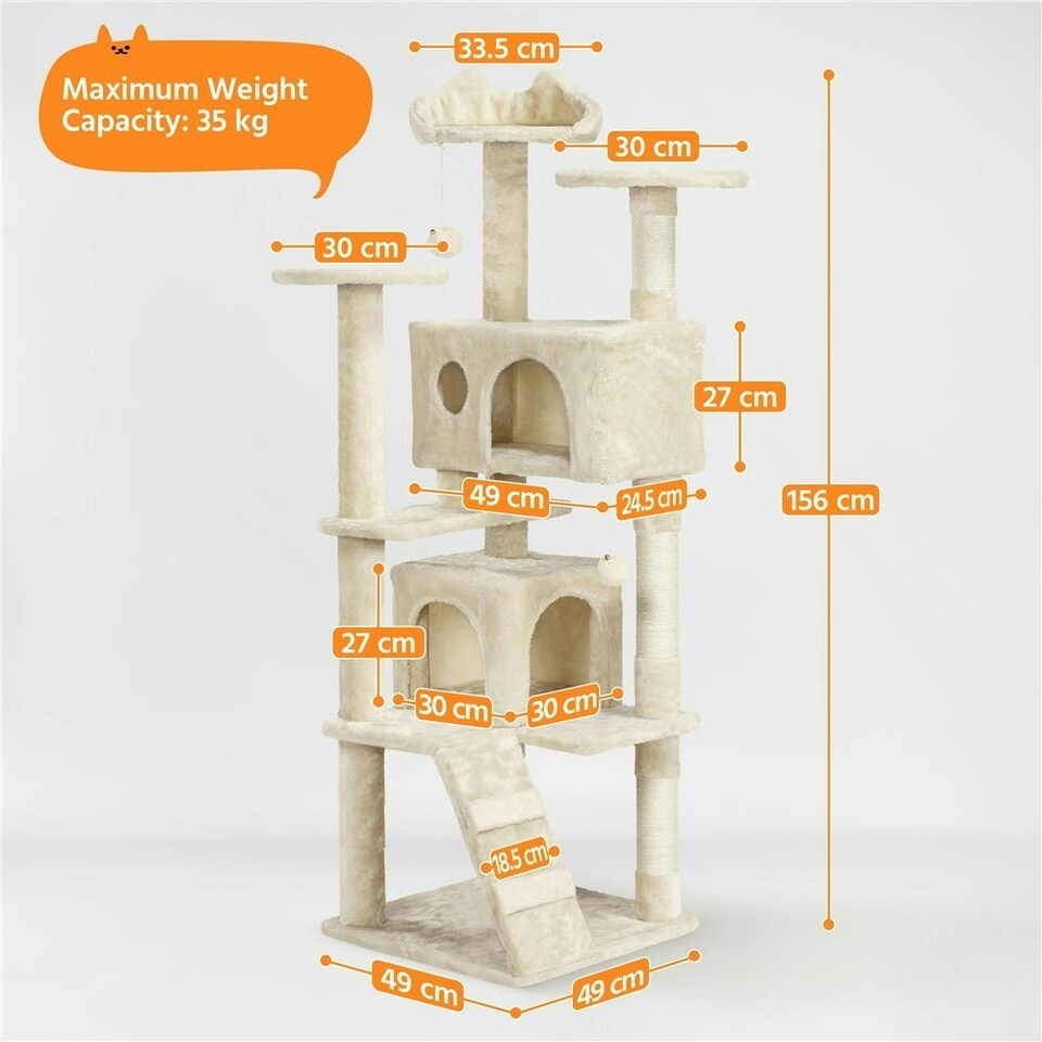 image 1 of Yaheetech 156 cm Multilevel Indoor Cat Climbing Frame Beige