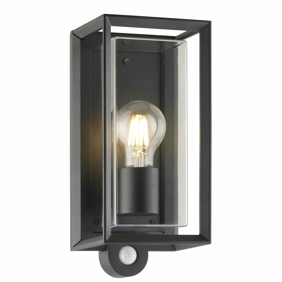 image 1 of Brandon - Black Motion Sensor Outdoor Wall Light Black | Clear