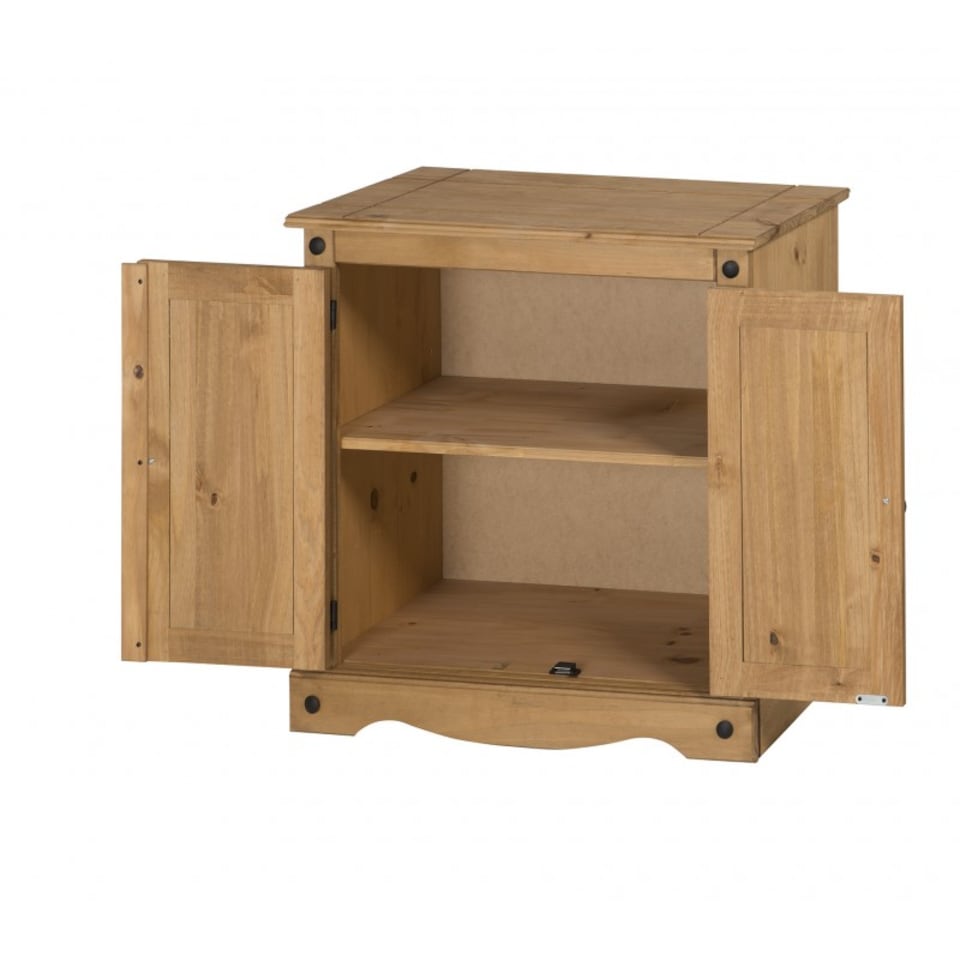 image 1 of Mercers Furniture Corona 2 Door Cupboard Small Sideboard Solid Wood Pine Wooden with Mexican Styling