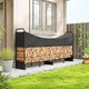 image 2 of Outsunny 8.5ft Firewood Rack, Heavy Duty Log Storage Holder with Waterproof 600D Oxford Log Cover for Fireplace Fire Pits Outdoor Patio Wood Storage, 300 kg Large Capacity, Black