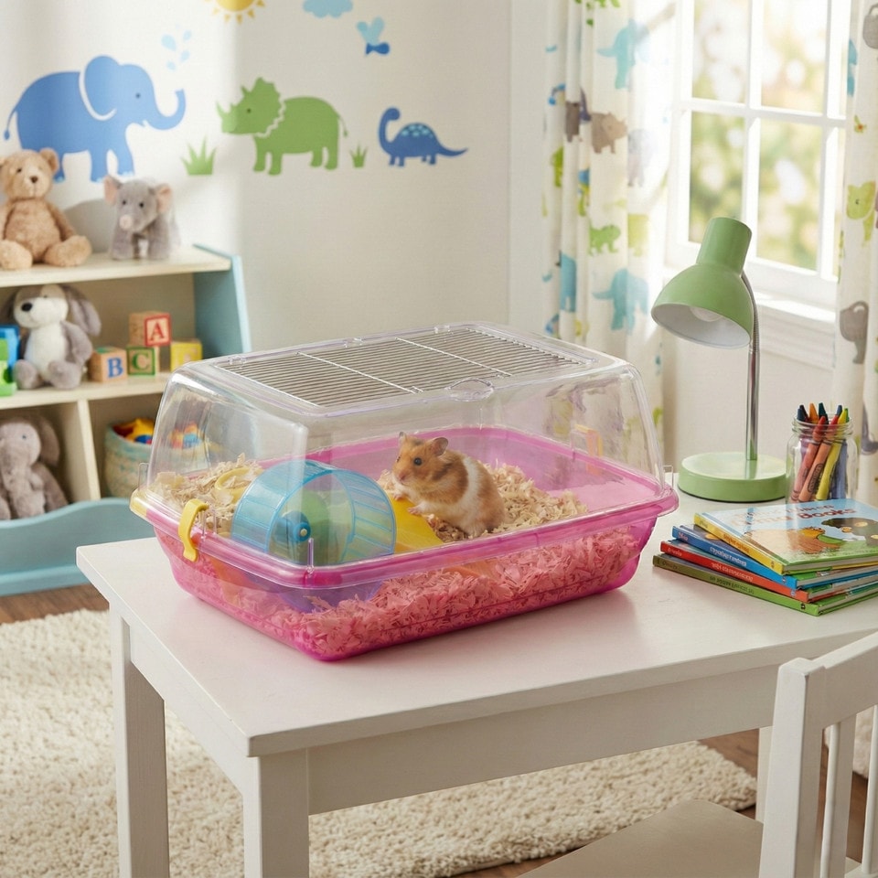 image 1 of Hamster Guinea Pig Pet Animal Terrarium Cage Play Wheel House Hutch Enclosure