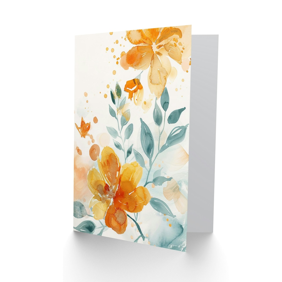 image 1 of Light Orange Floral Wildflowers Splash Him Her Birthday Card