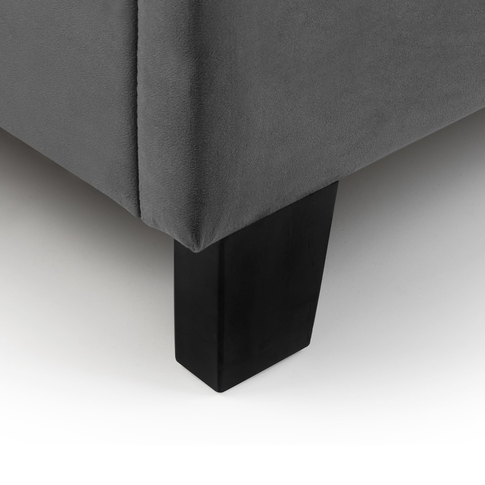image 1 of Pebble Grey Velvet Upholstered Bed -  Single (90cm)