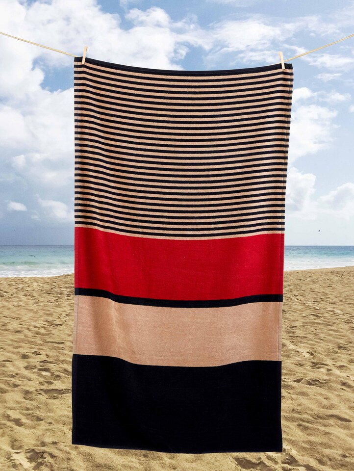 image 1 of Hugo Beach Striped Towel 85x160cm | Multi | One size | 1