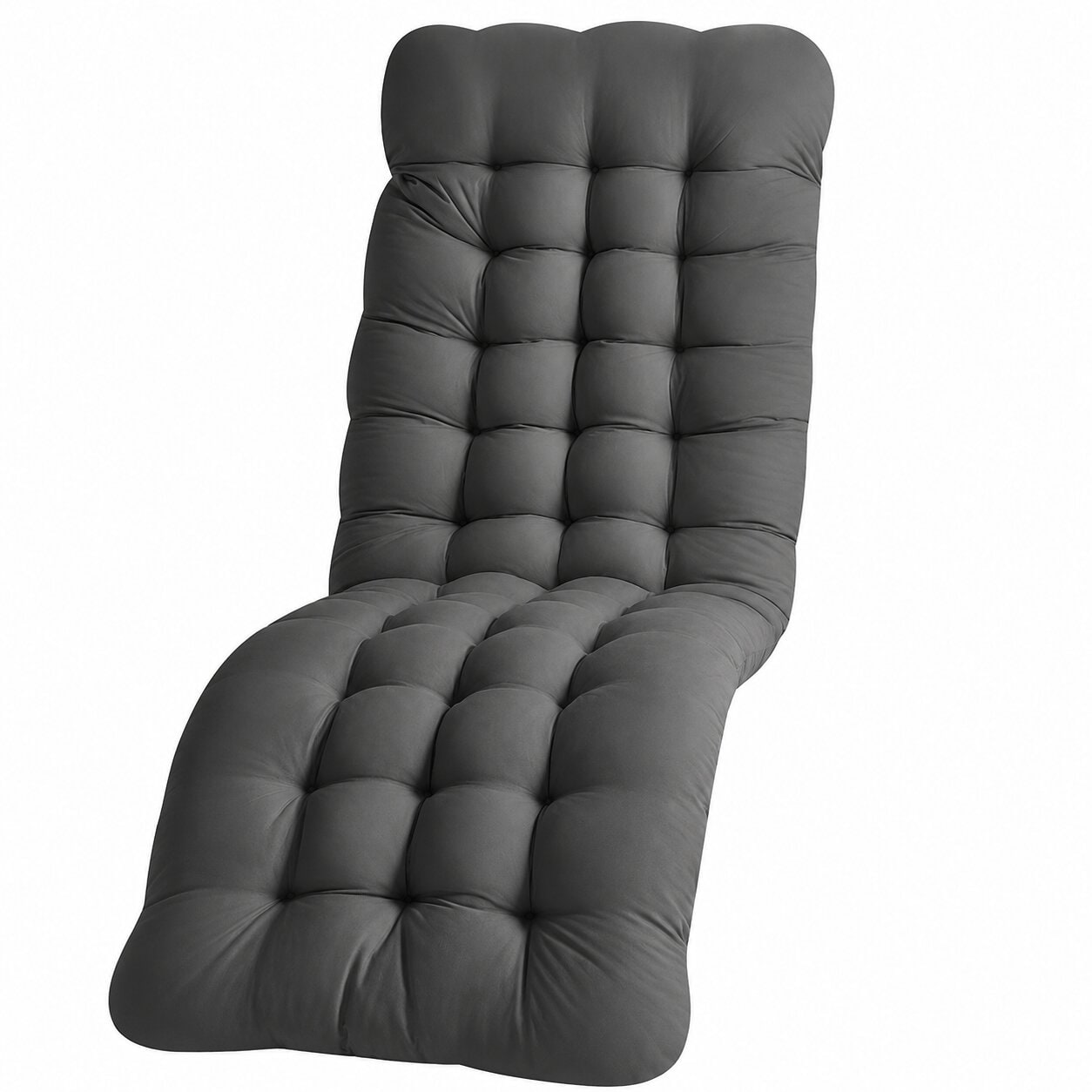 Groundlevel Extra Thick Soft Fill Full Length Garden Lounge Recliner Chair Cushion - Cushion Only | Grey | Grey