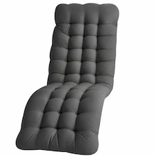 Groundlevel Extra Thick Soft Fill Full Length Garden Lounge Recliner Chair Cushion - Cushion Only | Grey | Grey