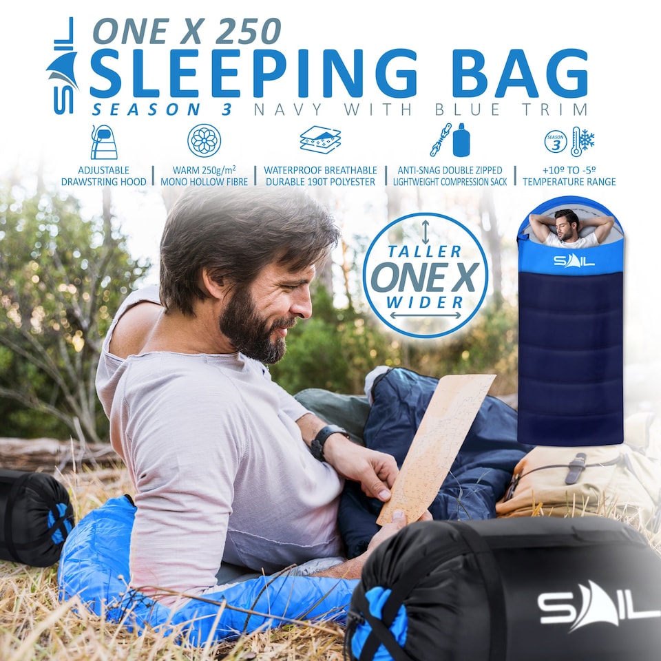 image 1 of SAIL One X Waterproof Sleeping Bag - Extra Wide 230x100cm - 3-4 Season