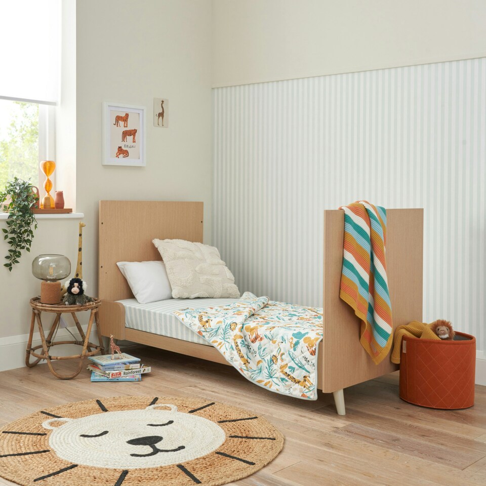 image 1 of Tutti Bambini Fika Cot Bed - Light Oak/White Sand