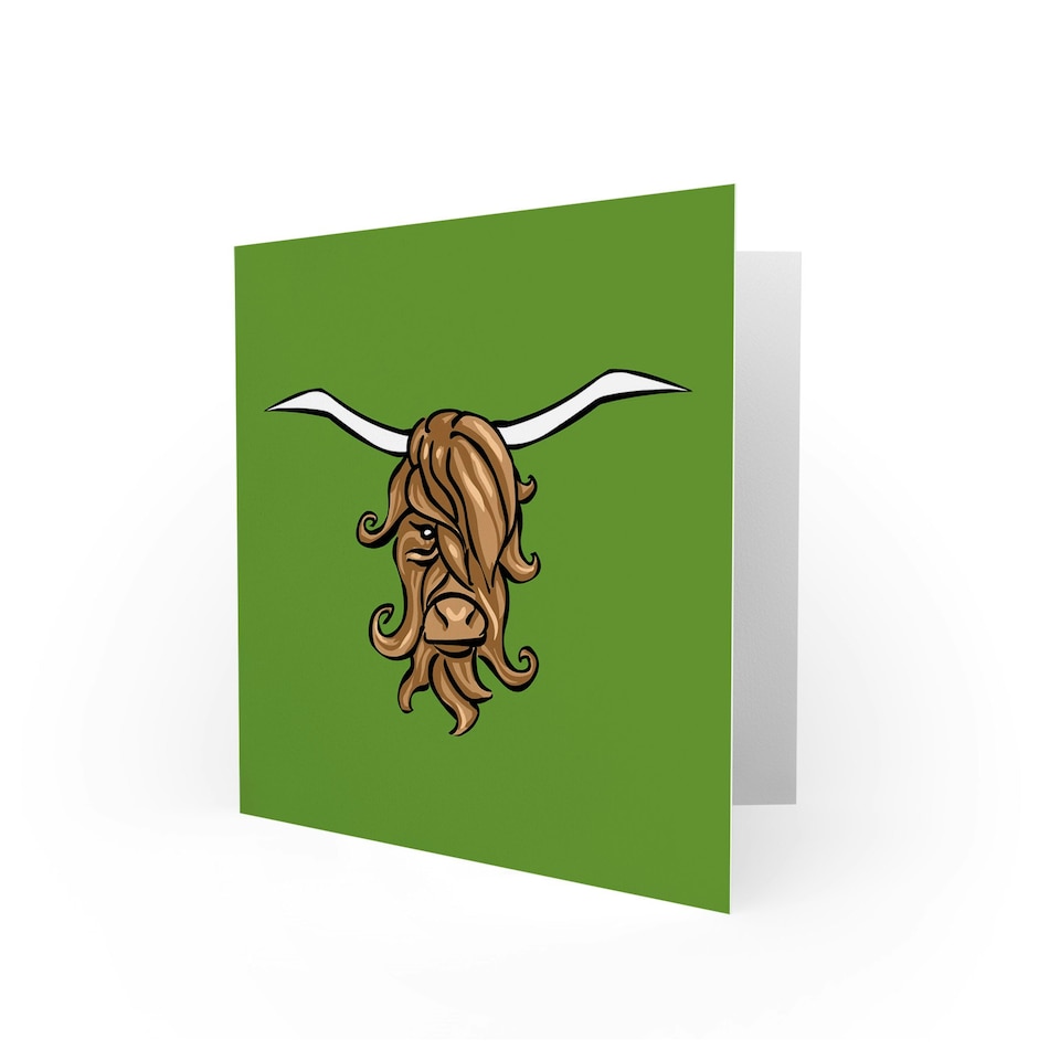 image 1 of Highland Bull Horns Cool Cow Scottish Scotland Card