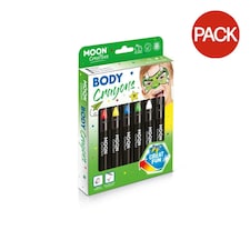 Moon Creations Body Crayons (Pack of 6) - Red/Yellow/Blue/Green/White/Black - One Size