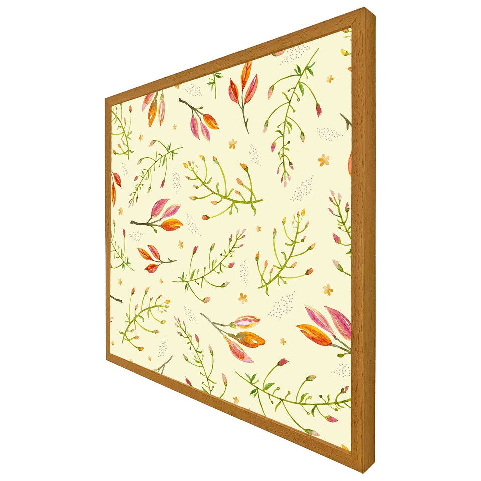 image 1 of Green branches on light background (Picture Frame) White | M