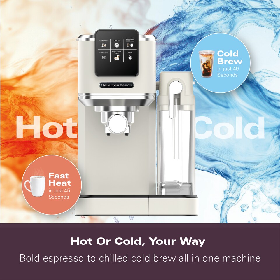 image 1 of Hamilton Beach BaristaPro Plus Touch 8-in-1 Espresso Machine Cream