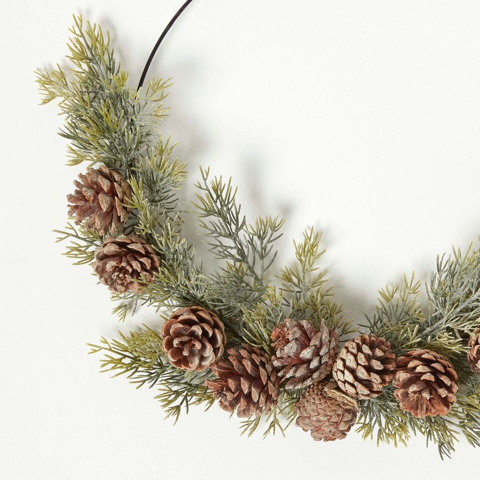 image 1 of Homescapes Pinecone & Green Fir Wire Christmas Wreath