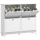 image 1 of HOMCOM Narrow Shoe Cabinet with 4 Flip Drawers Adjustable Shelves White | Gold | 119.5W x 23.5D x 87H cm