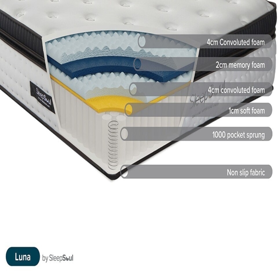 image 1 of Luna Memory 2500 Pocket Hybrid Mattress White | Super King