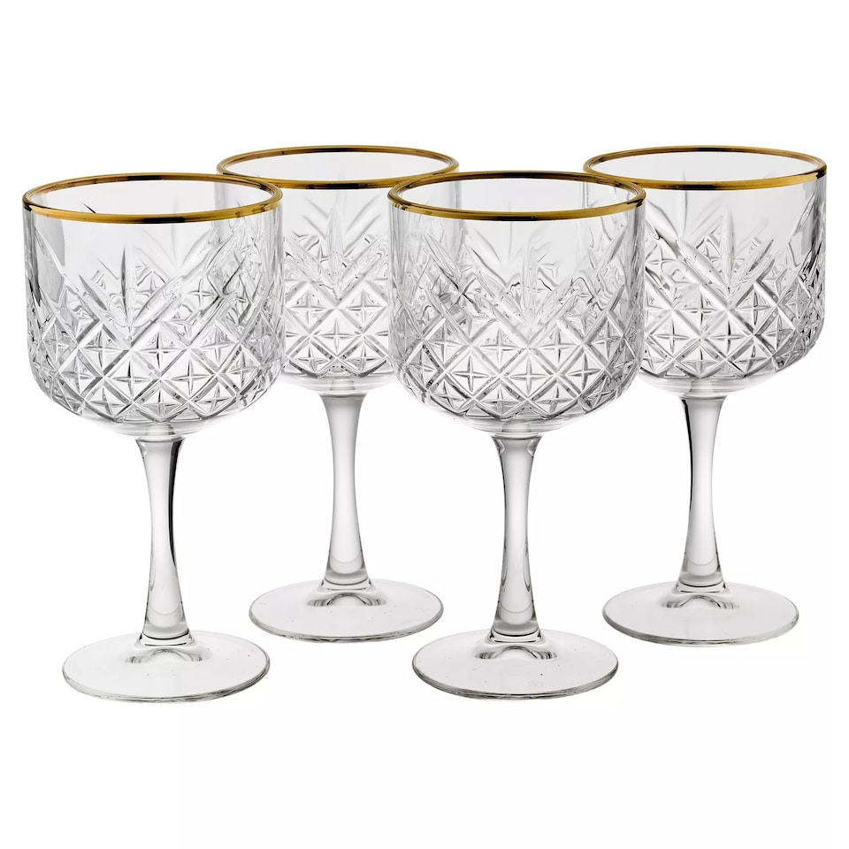 image 1 of Timeless Cocktail Goblet Gold Rim Glassware Sets Mixers Martini 490ml | Clear | Clear