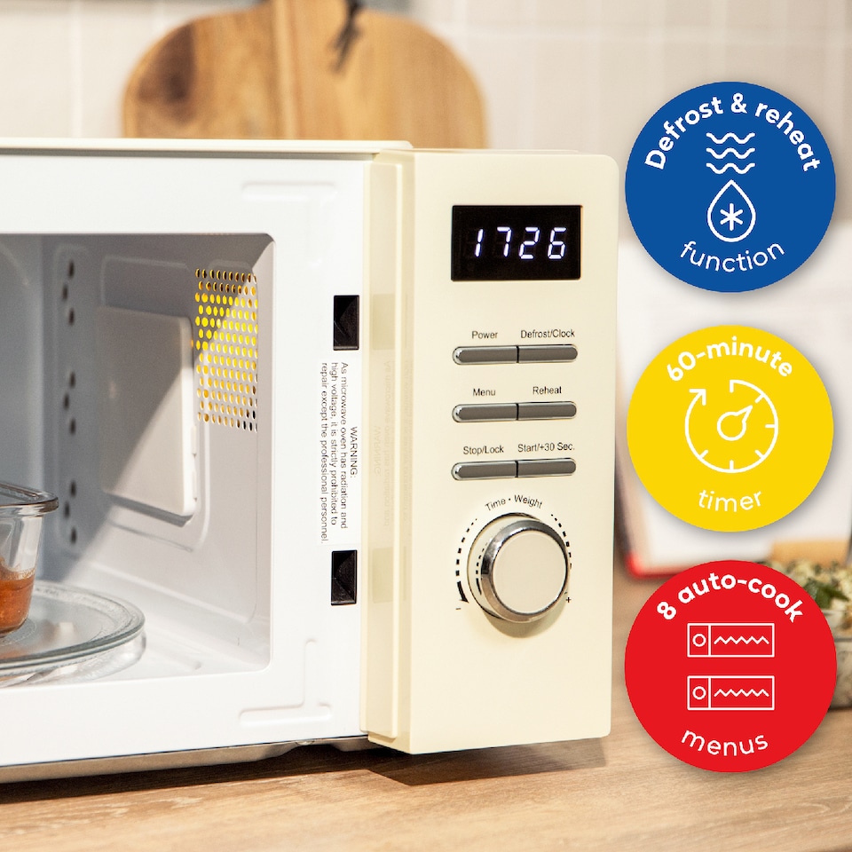 image 1 of Russell Hobbs RHMD818C Cream Microwave 20L Digital Legacy 800W Defrost Function