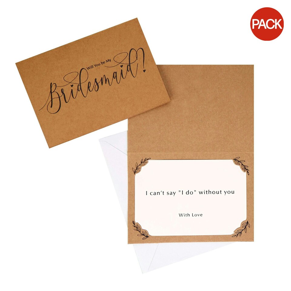 Neviti Hearts & Krafts Bridesmaid Invitations (Pack Of 3) - Brown/White/Black - One Size