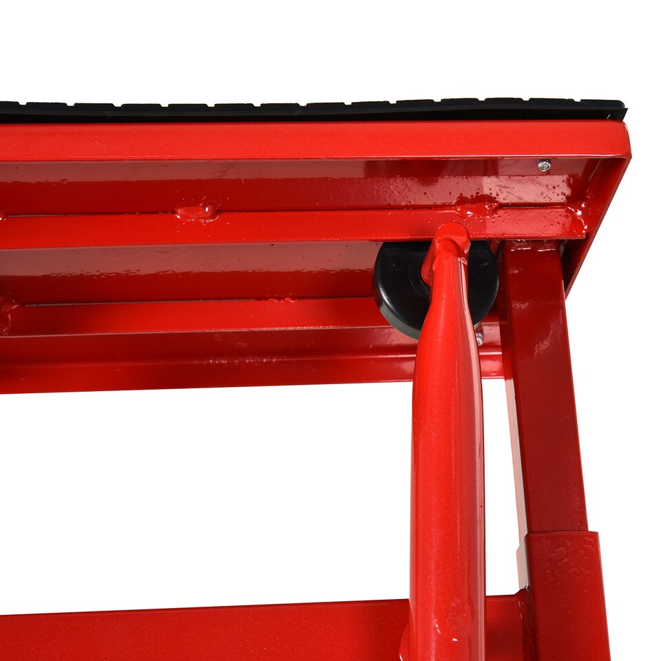 image 1 of DURHAND 150KG Steel Motorcycle Lift Rubber Platform, Crank Lift Manual Repair Clean Hoist Table Assist Off-Road Dirt Bike Stand, 27.5/39.5H cm, Red | Red