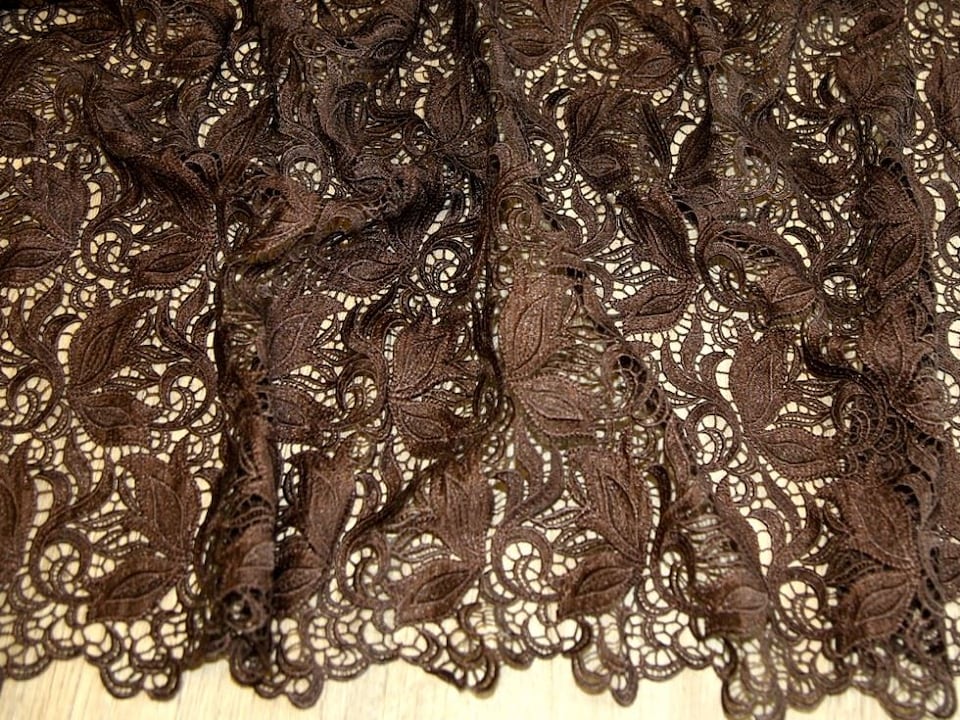 Brown Heavy Guipure Lace Fabric for Bridal, Dressmaking, 137cm / 53" Wide - per metre