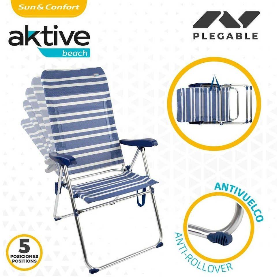 image 1 of Folding Chair Aktive Mykonos 47 x 108 x 66 cm (4 Units) N/A