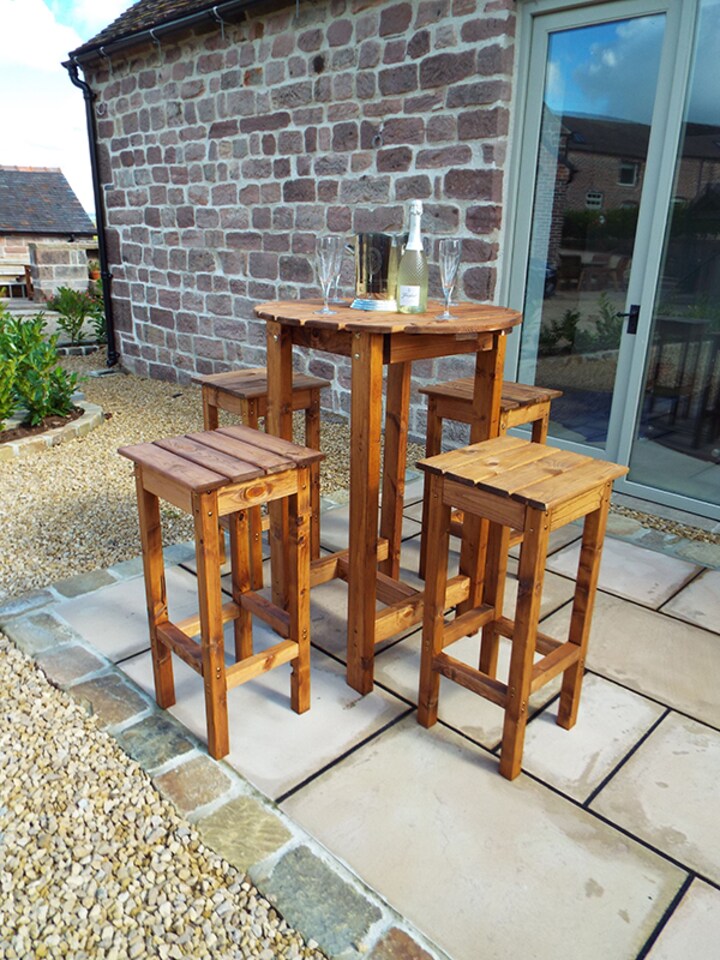 image 1 of Alfresco Bar Set Four Seater - L170 x W170 x H110 - Redwood