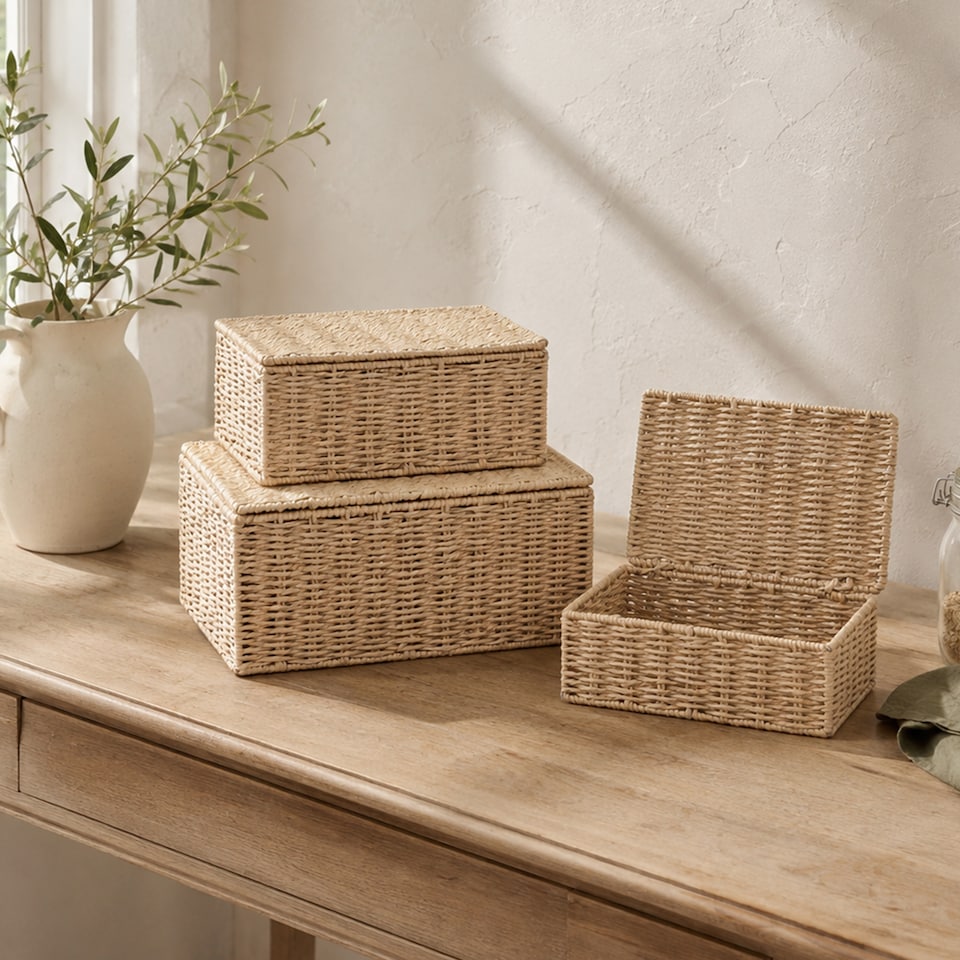image 1 of Wickerfield Paper Rope Storage Boxes with Lids