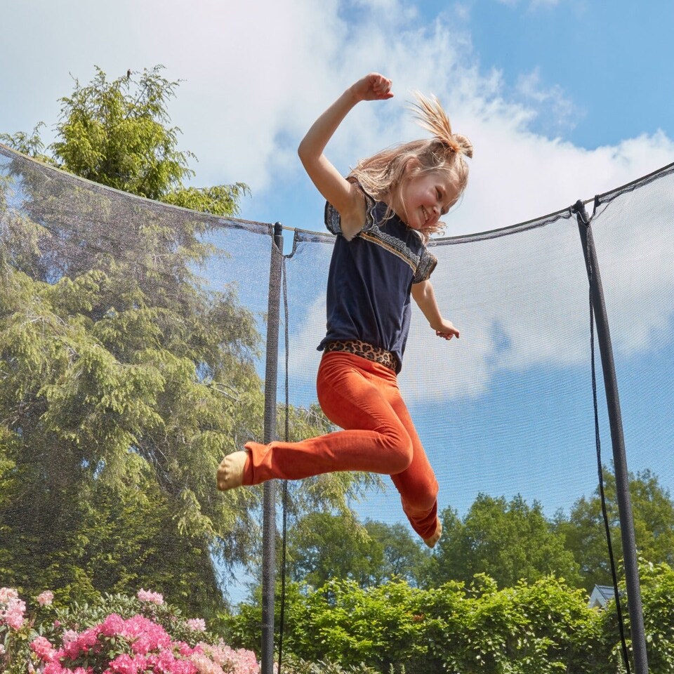 image 1 of 10ft x 7ft Salta Black Comfort Edition Inground Rectangular Trampoline with Enclosure