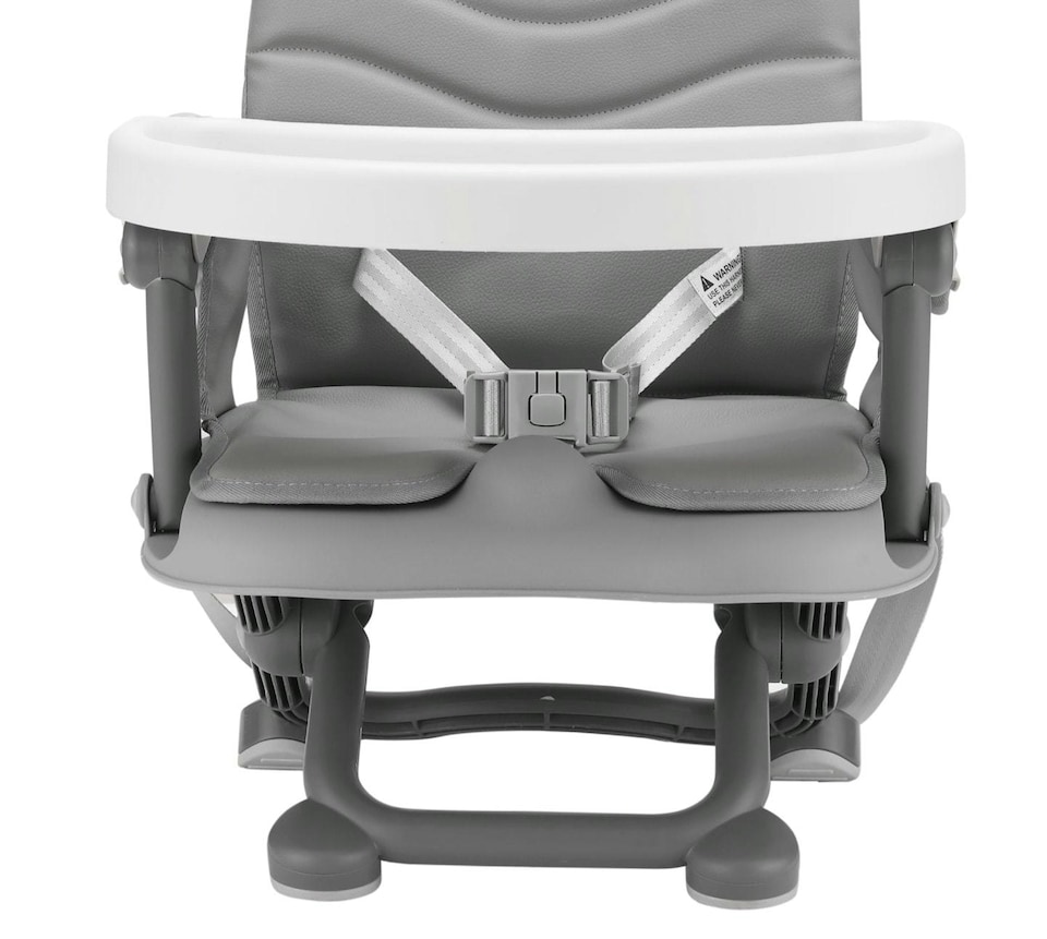 image 1 of Cozy N Safe Dee Highchair Portable Foldable Compact, Lightweight, Secure with 3-Point Harness, Double Seat Belts, Removable PU Cushions, Dishwasher Safe Tray, Easy Storage (Grey)