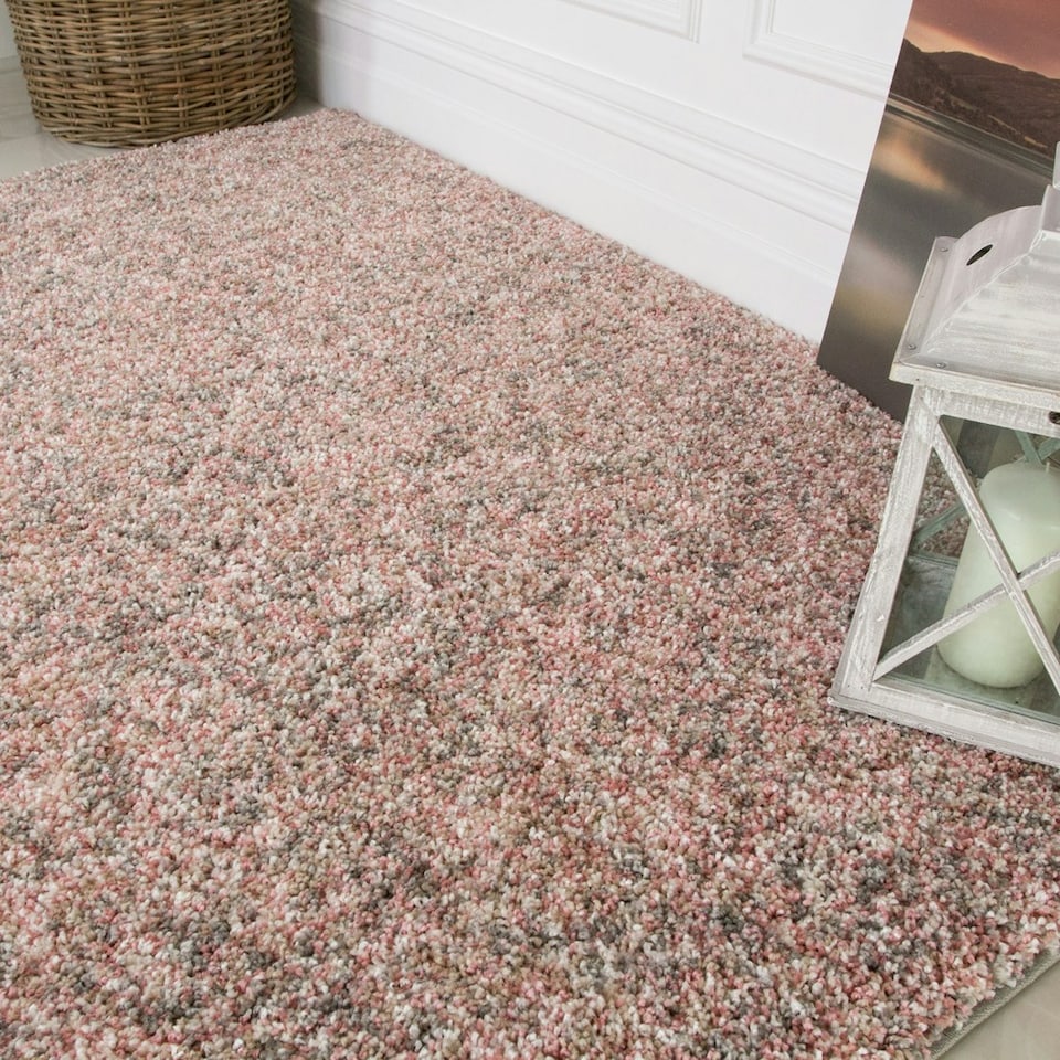 image 1 of KUKOON Blush Pink Grey Mottled Shaggy Living Room Area Rug 160cm x 230cm Pink