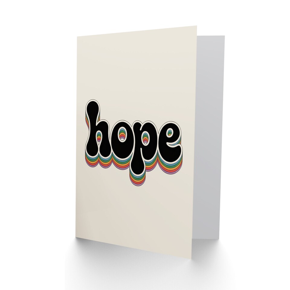 image 1 of Hope Colourful Retro Rainbow Font Typography Good Luck Greeting Card