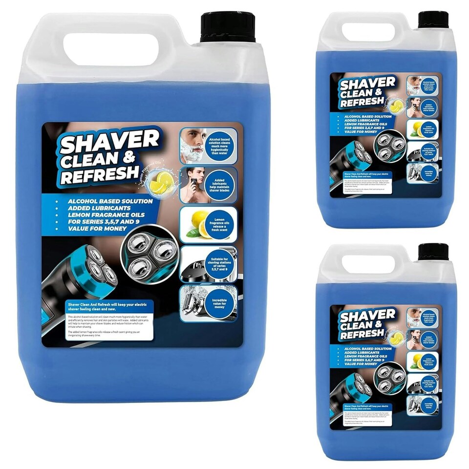 image 1 of 2 x 5L Shaver Clean & Refresh Cleaning Solution With Lemon Oils & Added Lubricants Removes Residual Hair & Skin Particles