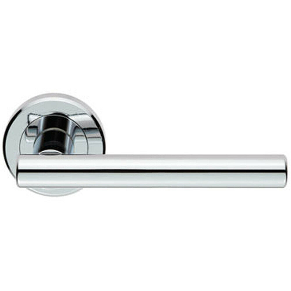 Loops PAIR Straight T Bar Handle on Round Rose Concealed Fix Polished Chrome