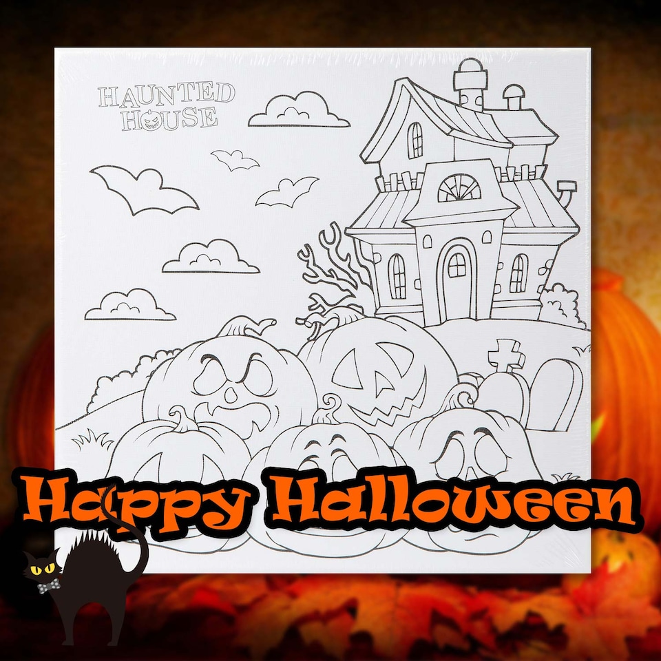 image 1 of vfm-estore Halloween Canvas Craft Accessory - 25cm Trick or Treat House