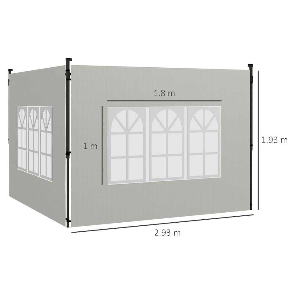 image 1 of Outsunny Gazebo Side Panels for 3x3(m) or 3x6m Gazebo Canopy, 2 Pack, White