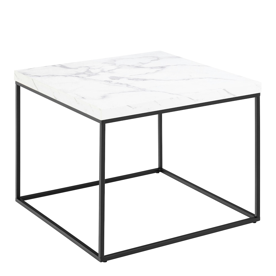 image 1 of Barossa Coffee Table with White Marble Effect Top & Black Steel Base 60cm