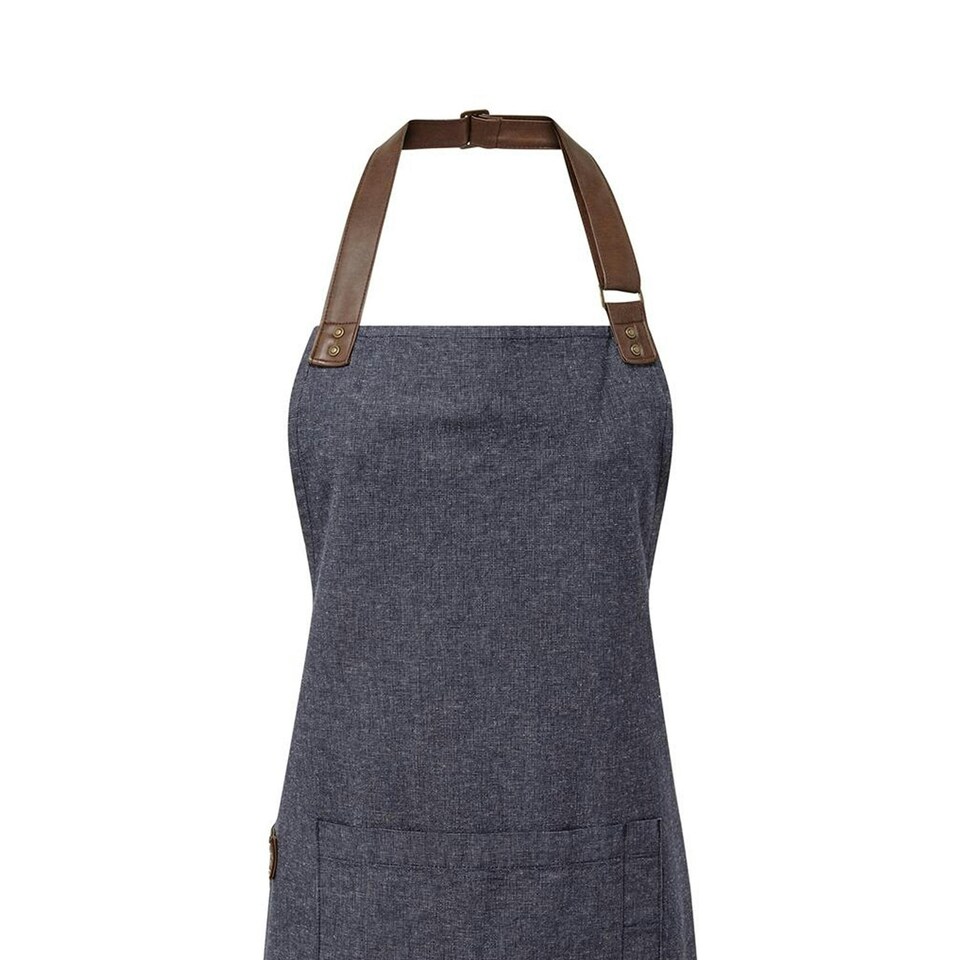 image 1 of Premier Unisex Adult Annex Oxford Faux Leather Bibbed Full Apron - Navy - One Size Blue