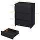 image 3 of Yaheetech Minimalist End Table with 3 Drawers Black