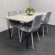 image 5 of Grey Dining Table with Hairpin Legs & 4 Grey Velvet Chairs Set for Kitchen & Dining Room Grey